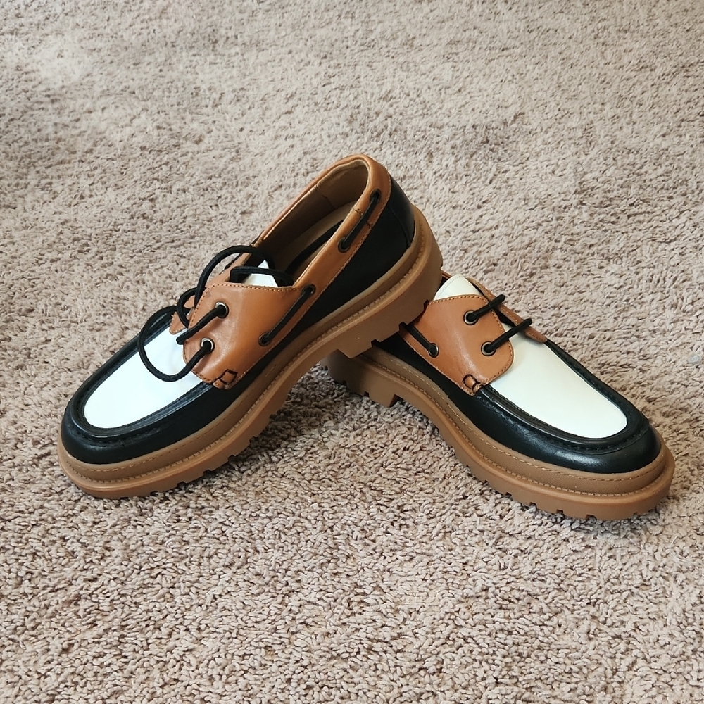 Steve Madden Black and White Boat Shoes Classic Nautical Design